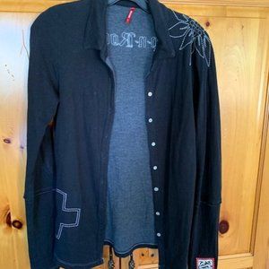 Woman's knit button down shirt